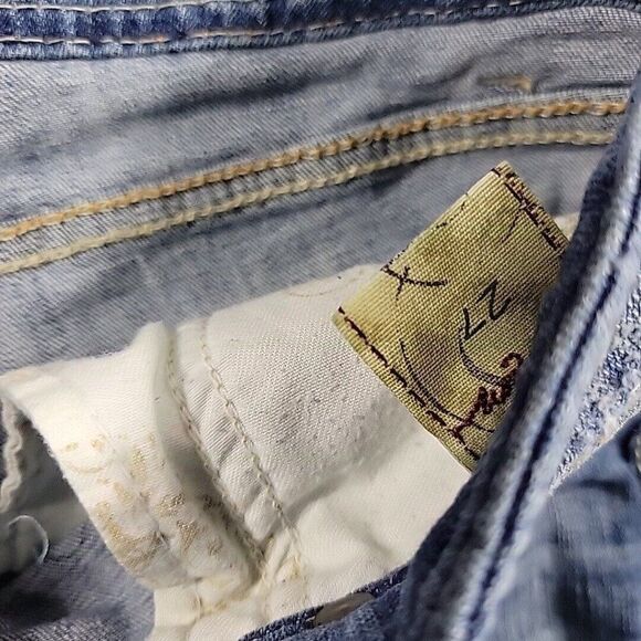 BKE Jeans Womens 27  "Harper" Denim Cropped Distressed Embroidered Medium Wash - Picture 3 of 7